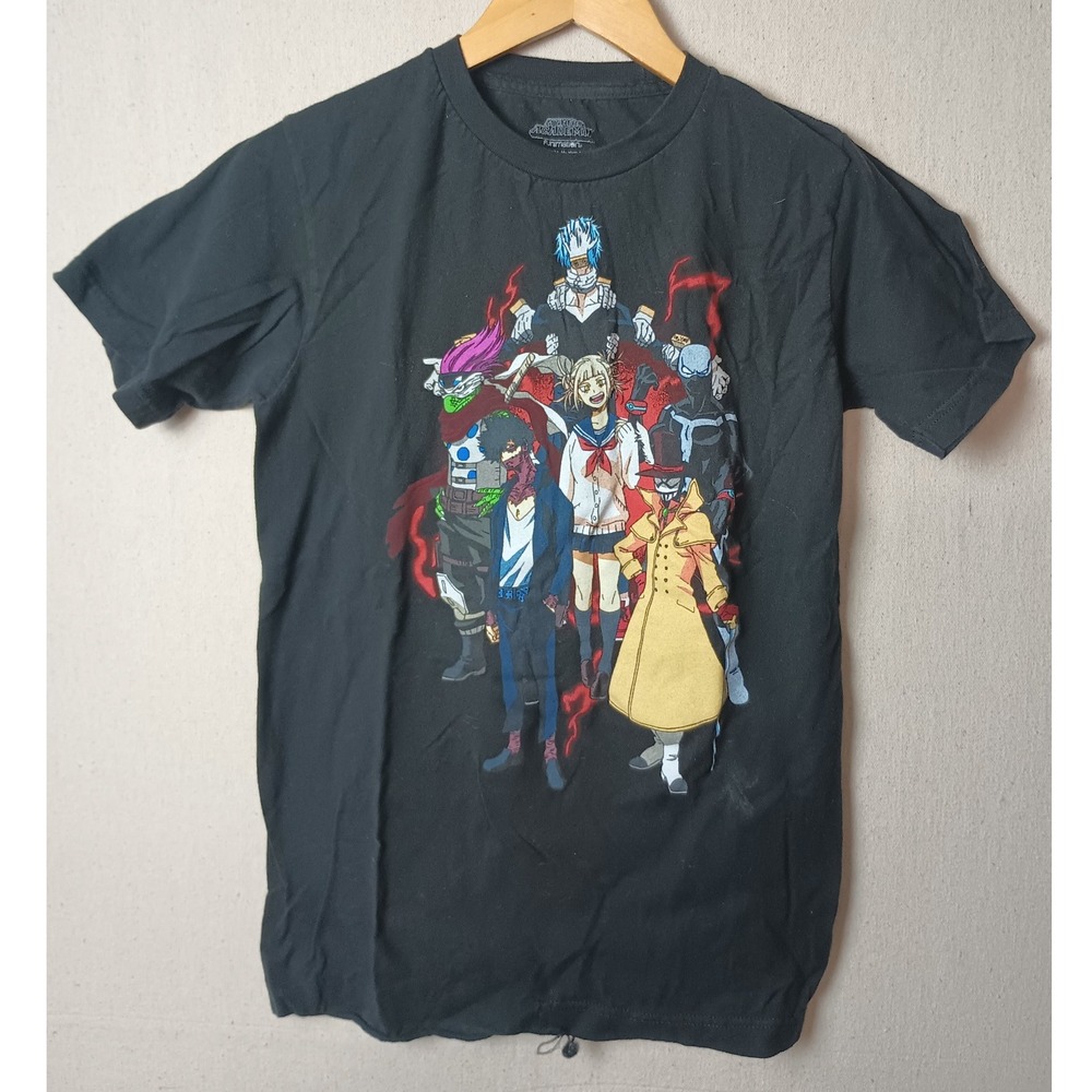 My Hero Academia Anime Graphic Tee Villains Black Cotton T-Shirt Size S‎